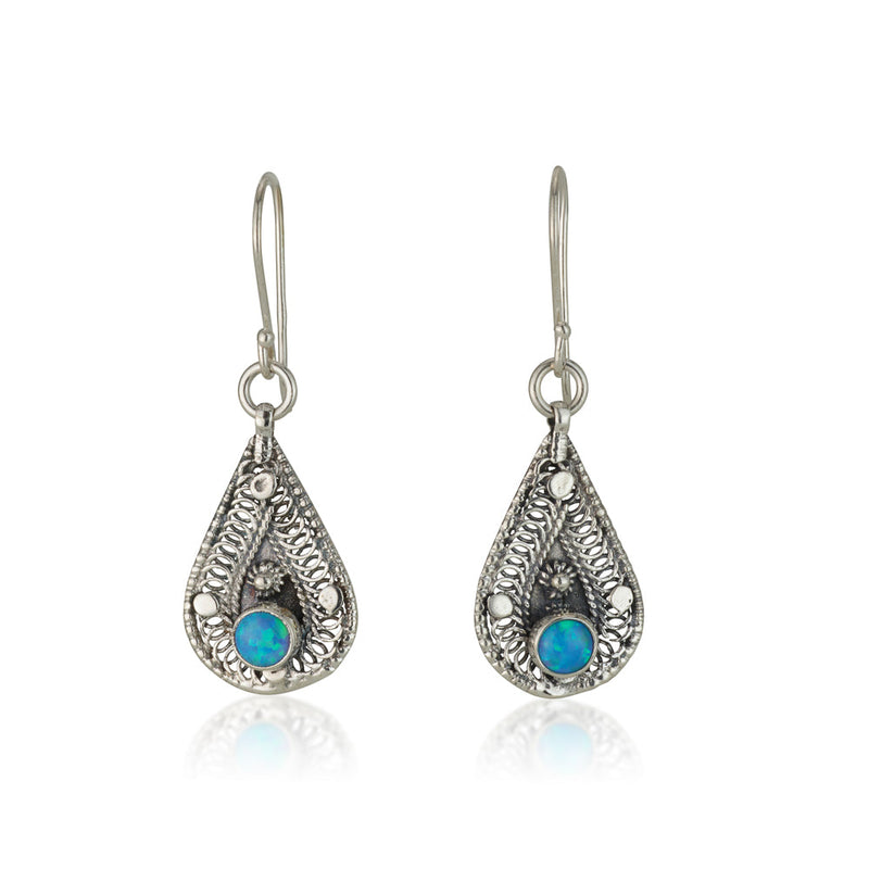 925 silver filigree earrings set with opal stones