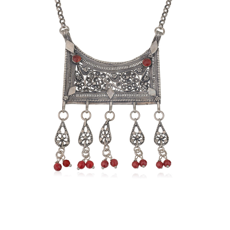 925 silver filigree pendant set with Carnelian stone