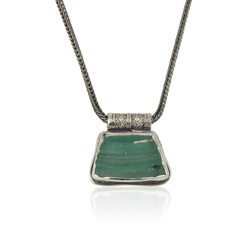 925 silver pendant set with Roman glass