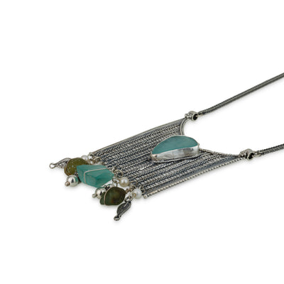 925 silver knitting pendant set with Roman glass