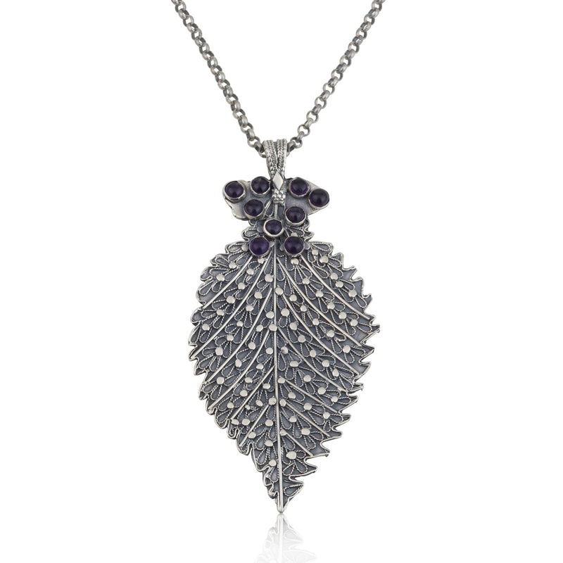 925 silver filigree pendant set with amethyst stone