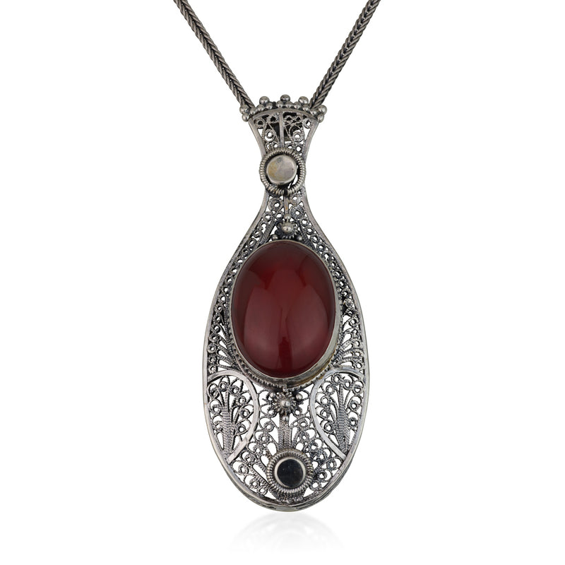 925 silver filigree pendant set with pearl