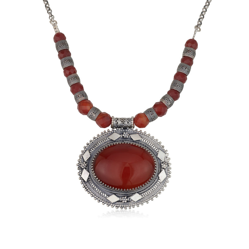 925 silver filigree pendant set with Carnelian stone