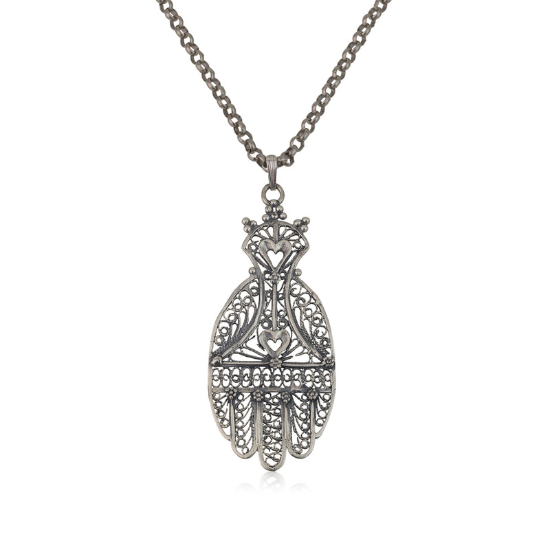 Hamsa pendant in 925 silver filigree