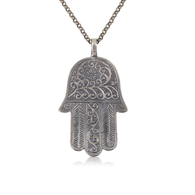 925 silver engraved hamsa pendant