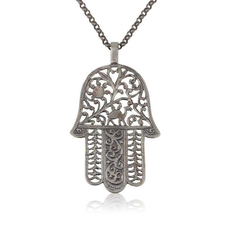 925 silver engraved hamsa pendant