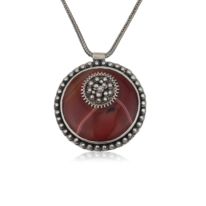 925 silver filigree pendant set with Carnelian stone