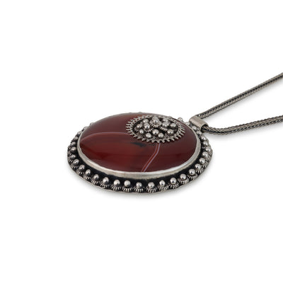 925 silver filigree pendant set with Carnelian stone