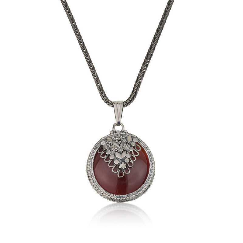 925 silver filigree pendant set with Carnelian stone