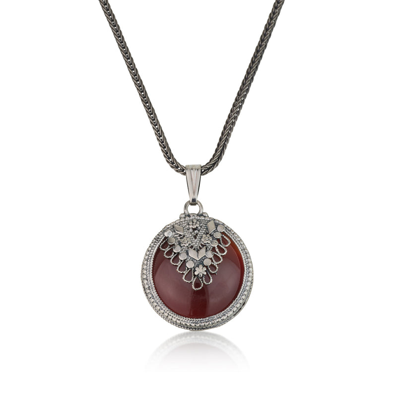 925 silver filigree pendant set with Carnelian stone