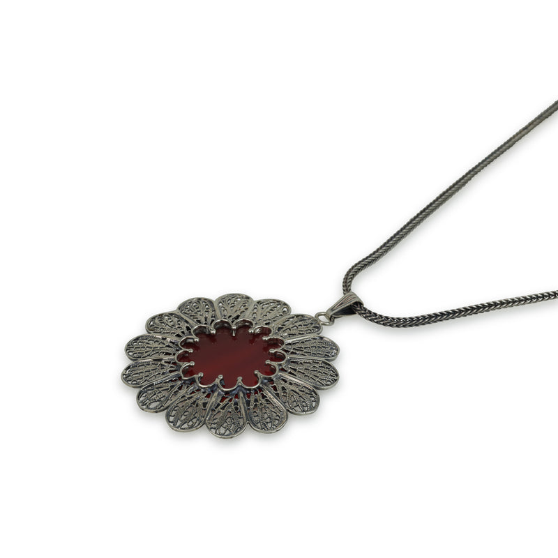 925 silver filigree pendant set with Carnelian stone