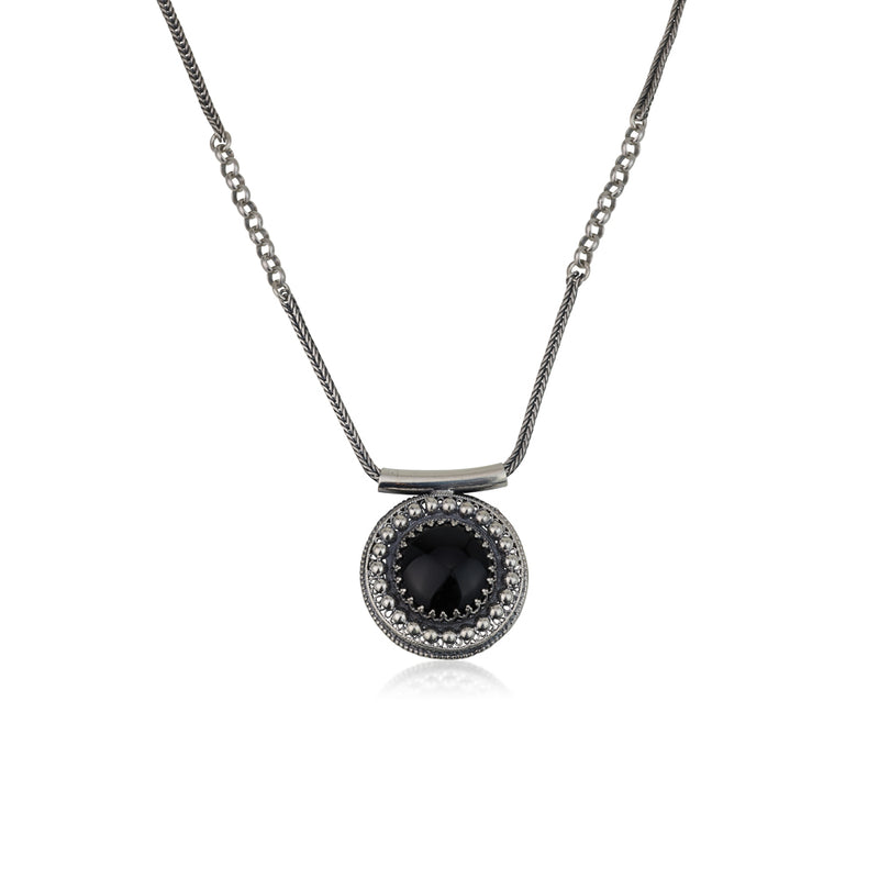 925 silver filigree pendant set with black onyx stone