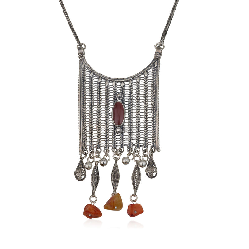 925 silver filigree pendant set with Carnelian stone