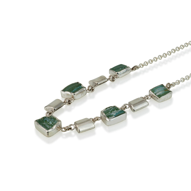 925 silver necklace set with Roman glass