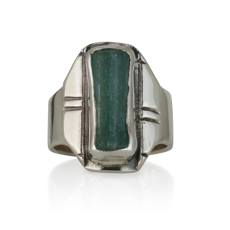 925 silver ring set with Roman glass