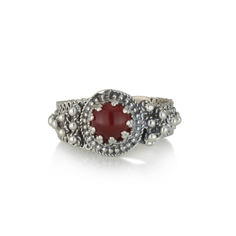 925 silver filigree ring set with Carnelian stone