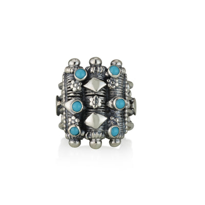 925 silver filigree ring set with turquoise stones