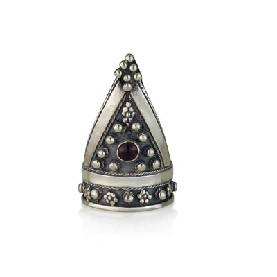 925 silver filigree ring set with garnet stone