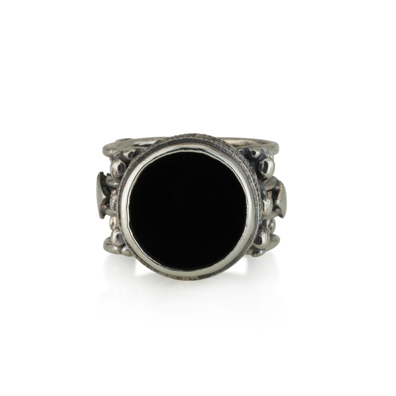 925 silver filigree ring set with black onyx stone