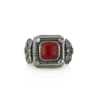 925 silver filigree ring set with Carnelian stone