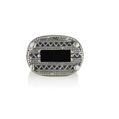 925 silver filigree ring set with black onyx stone