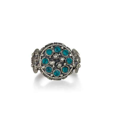 925 silver filigree ring set with turquoise stones