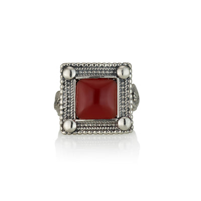 925 silver filigree ring set with Carnelian stone