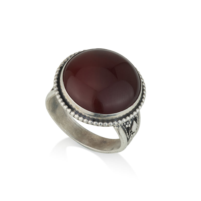 925 silver filigree ring set with Carnelian stone