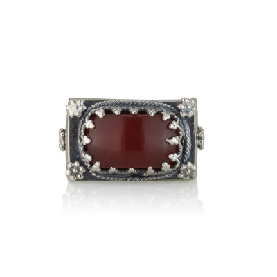 925 silver filigree ring set with Carnelian stone