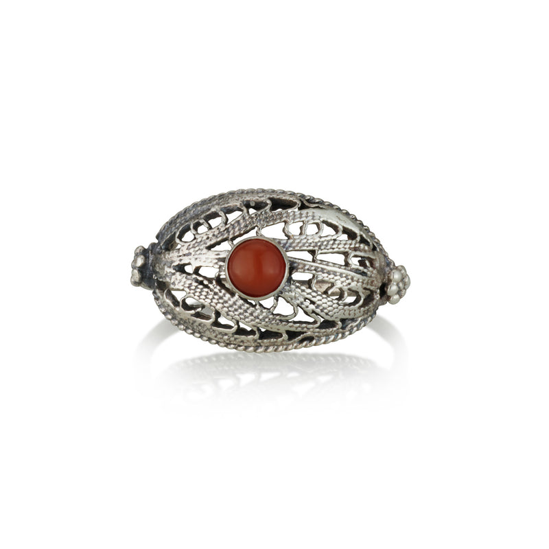 925 silver filigree ring set with Carnelian stone