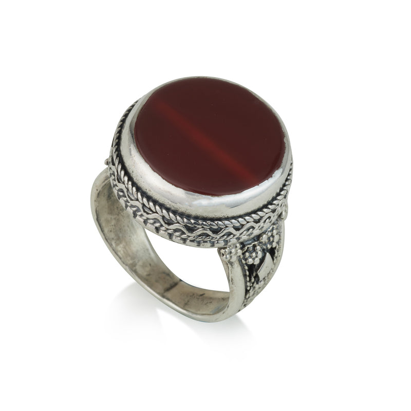 925 silver filigree ring set with Carnelian stone