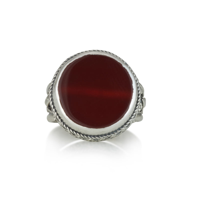 925 silver filigree ring set with Carnelian stone