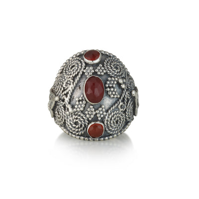 925 silver filigree ring set with Carnelian stone