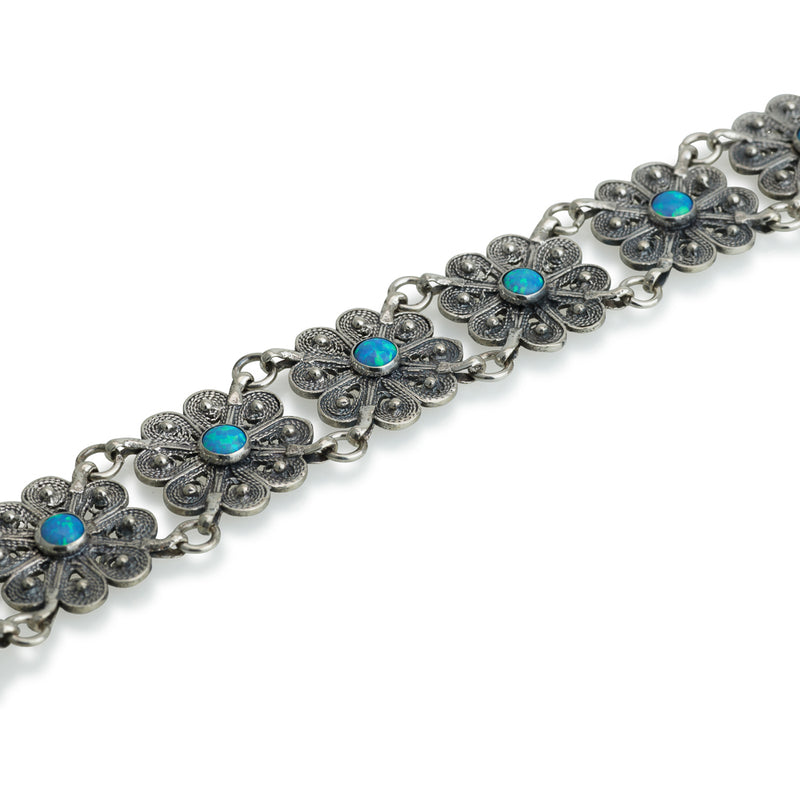 925 silver filigree bracelet set with opal stones