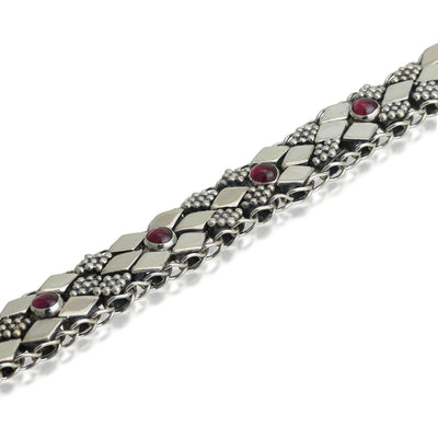 925 silver bracelet set with garnet stones