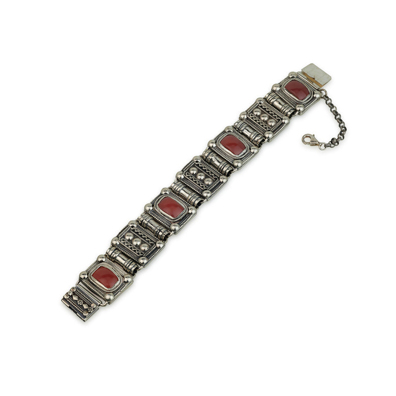 925 silver filigree bracelet set with Carnelian stones