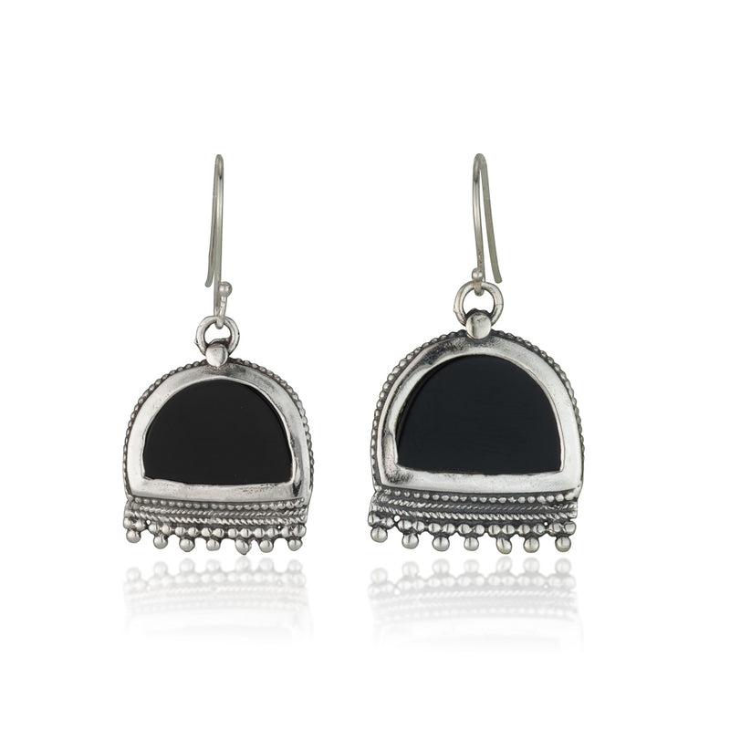 925 silver filigree earrings set with black onyx stone