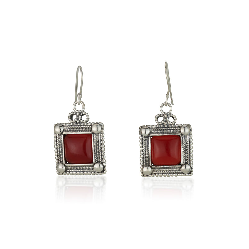 925 silver filigree earrings set with Carnelian stones