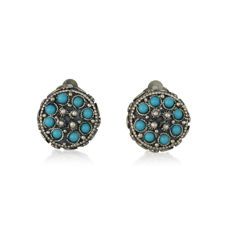 925 silver filigree clips earring set with turquoise stones