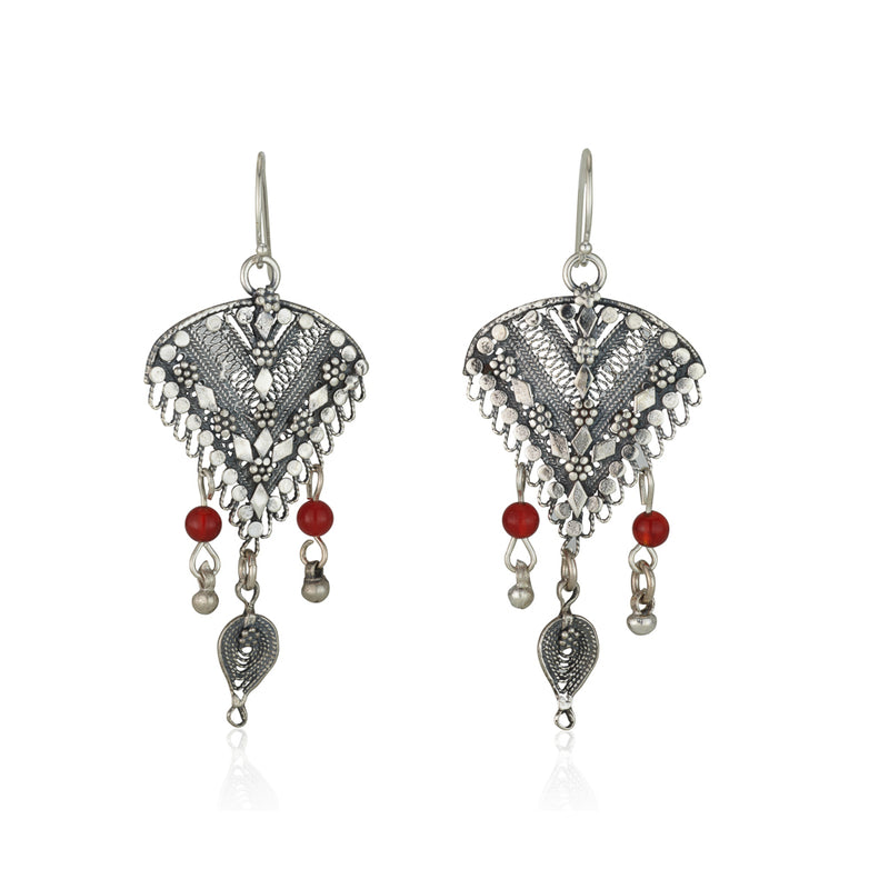 925 silver filigree earrings with Carnelian beads