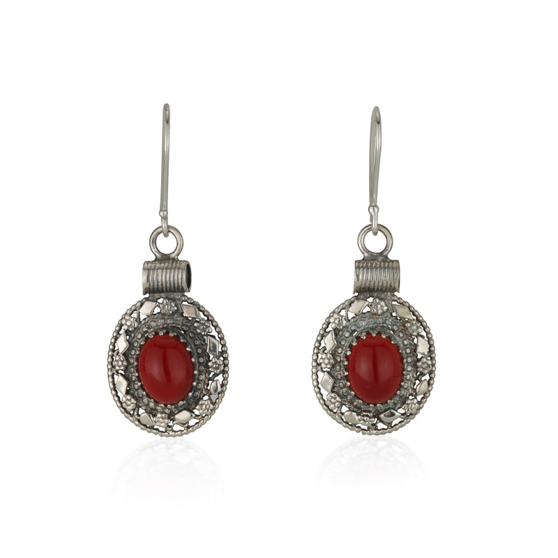 Yemenite art oval filigree earrings