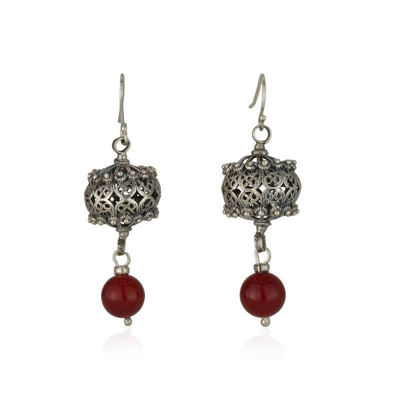 925 silver filigree earrings with Carnelian beads