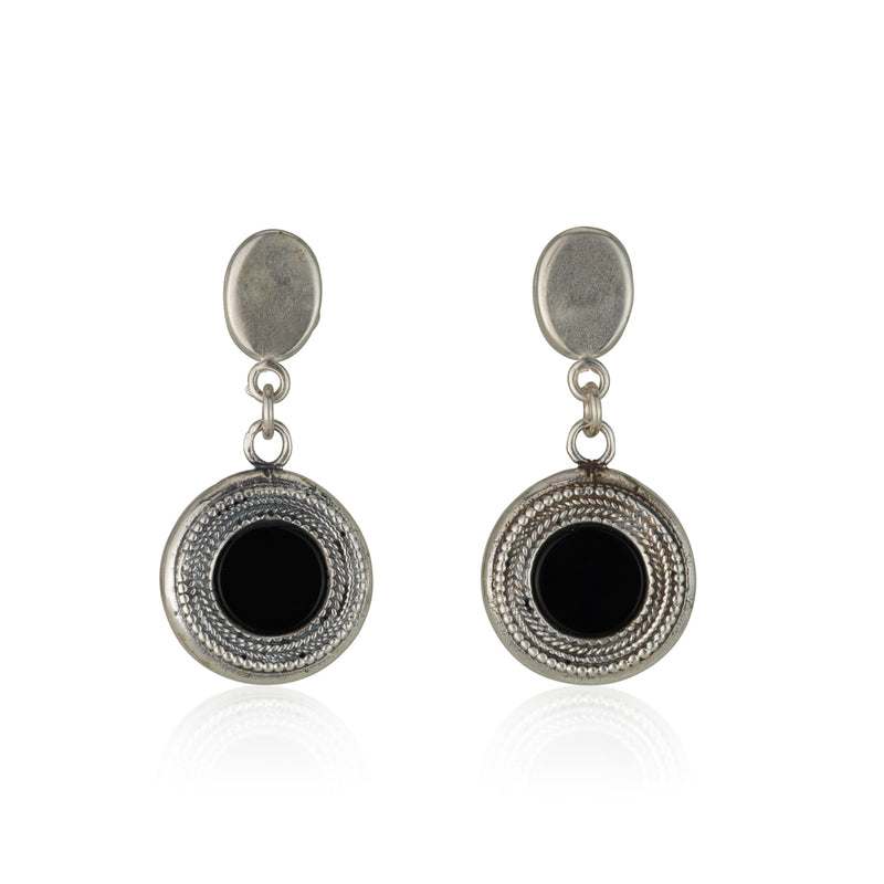 925 silver filigree earrings set with black onyx stones